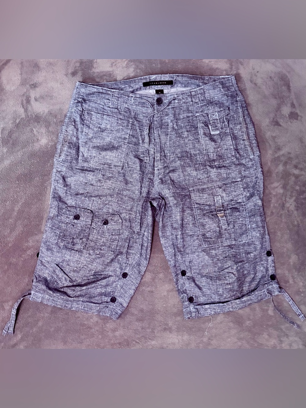 Sean John chambray cotton cargo shorts - size 34